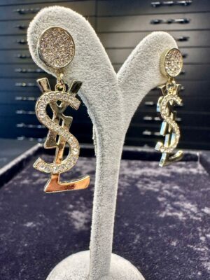 YSL MARKA MODEL TAŞLI ÇELİK KÜPE