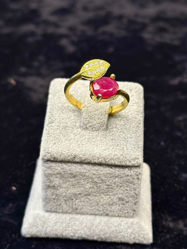 Ruby Gold Doğal Taş Gümüş Yüzük