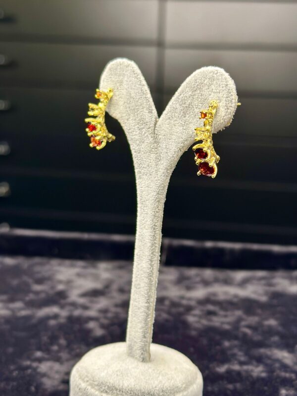 Garnet & Sitrin Doğal Taş Gümüş Küpe