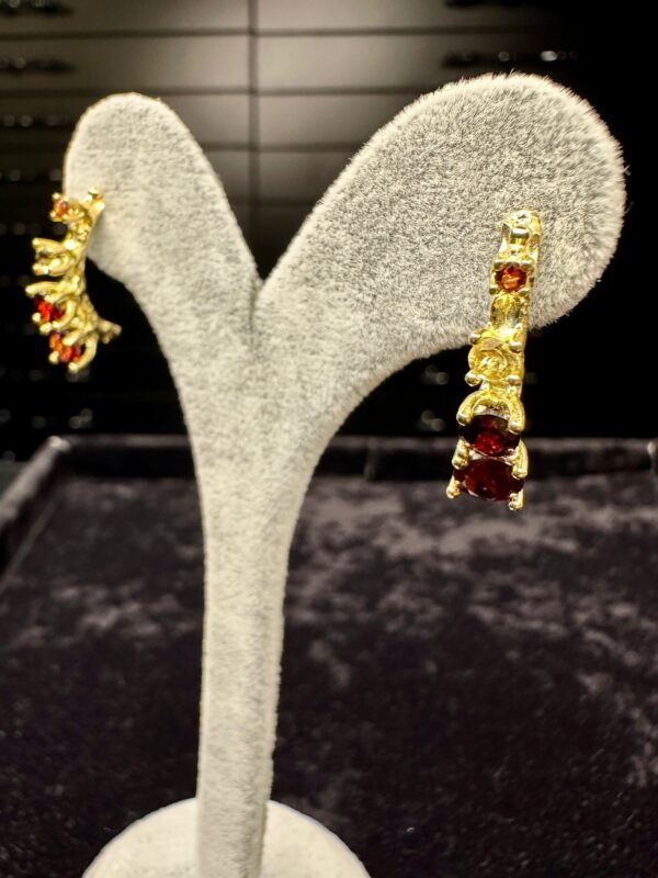 Garnet & Sitrin Doğal Taş Gümüş Küpe