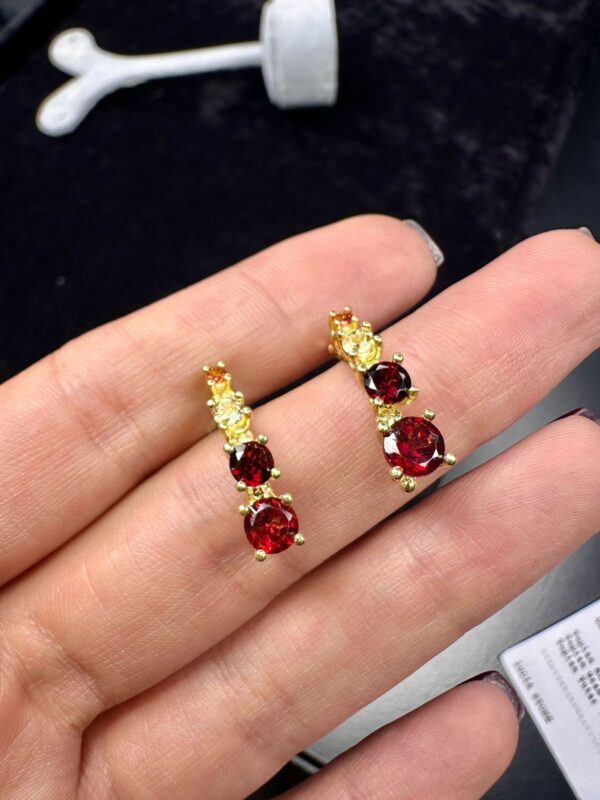 Garnet & Sitrin Doğal Taş Gümüş Küpe