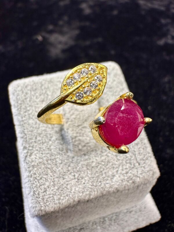 Ruby Gold Doğal Taş Gümüş Yüzük