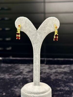 Garnet & Sitrin Doğal Taş Gümüş Küpe