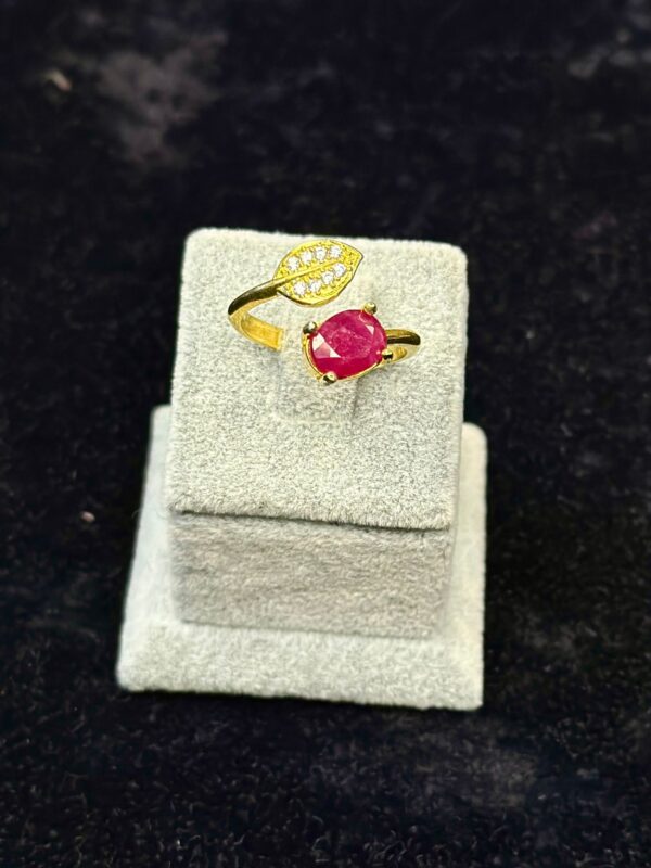 Ruby Gold Doğal Taş Gümüş Yüzük