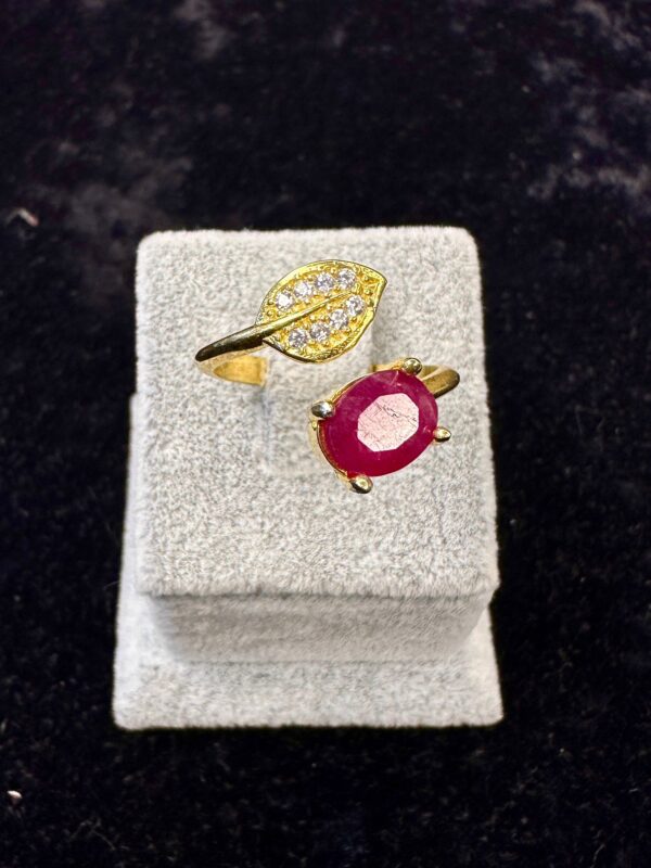 Ruby Gold Doğal Taş Gümüş Yüzük